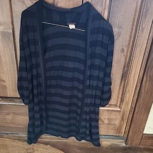 Agenda Midnight Black Striped Cardigan